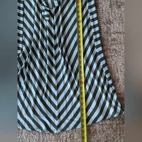 Merona Green Stripe Short Sleeve Maxi Dress Belt Stretch Women's Size Small - Picture 5 of 8